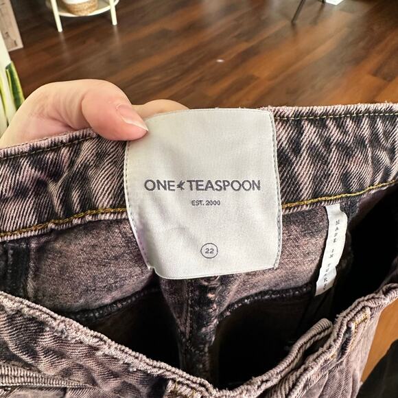 One Teaspoon Streetwalkers High Waist 80s Fit Denim Jeans Acid Wash Sz 22 Grunge - Picture 5 of 9